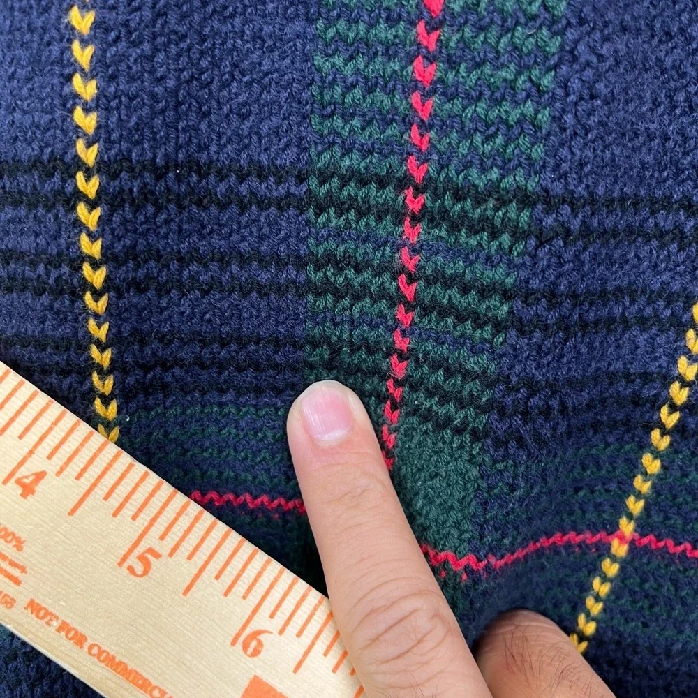 Vintage Tommy Hilfiger Sweater Mens Navy Green Knit Long Sleeve Pullover - Large - Picture 5 of 16